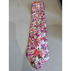 Men's VALENTINO Pietro One Size Floral Silk Tie - White Pink Purple